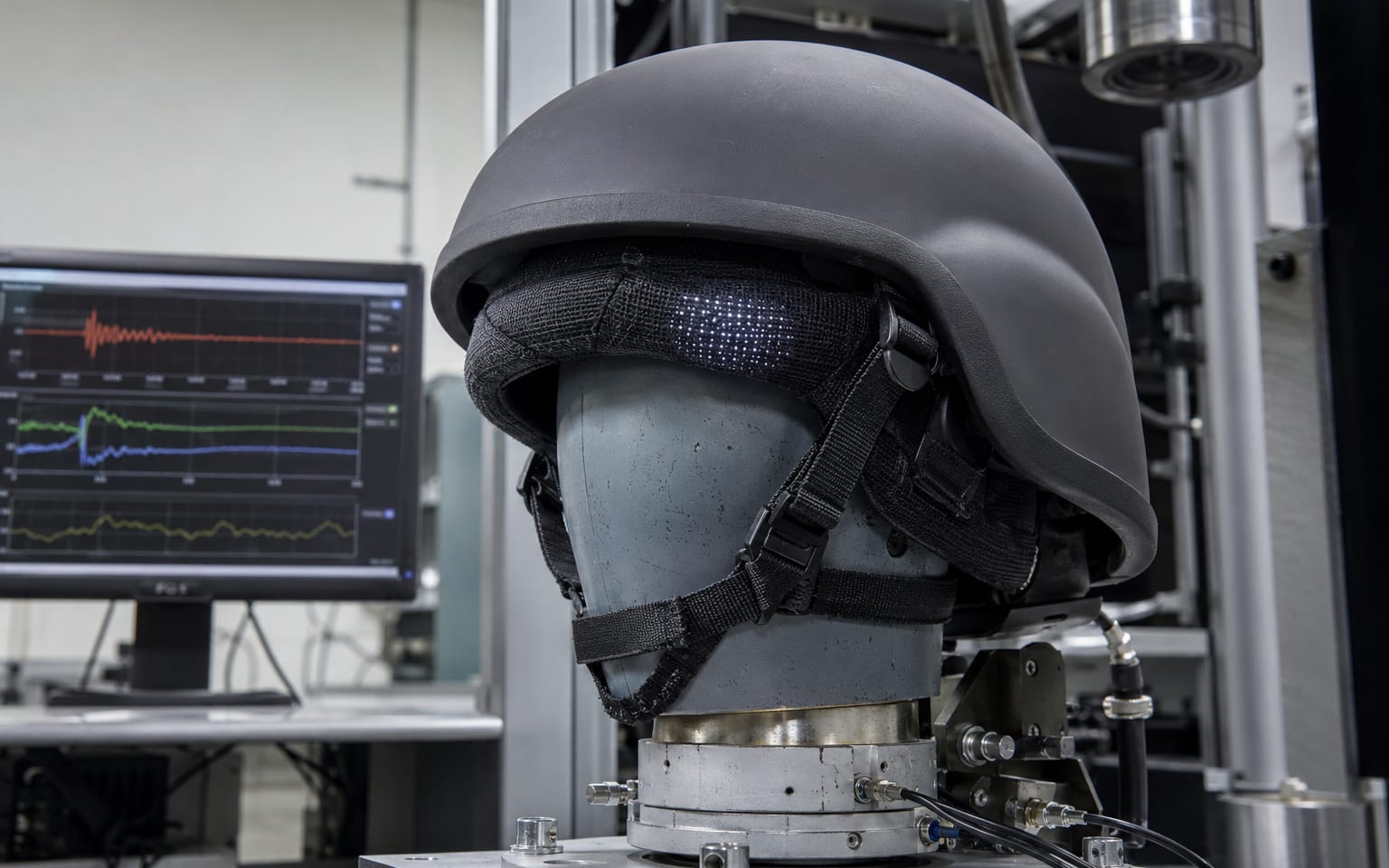 A helmet liner under instrumented evaluation