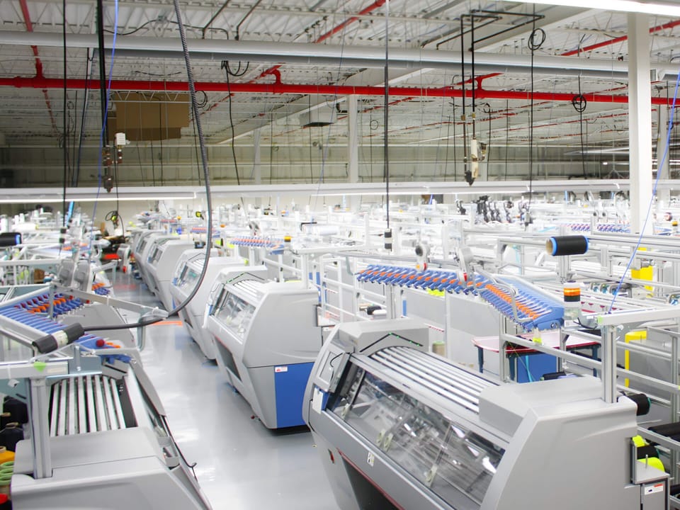 The knitting floor at the Mississauga campus